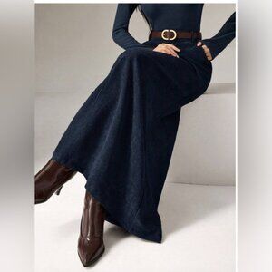 Minimalist Corduroy Skirt Maxi Blue